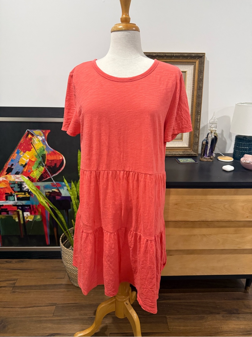 GAP Coral Tiered Short-Sleeve Mini Dress